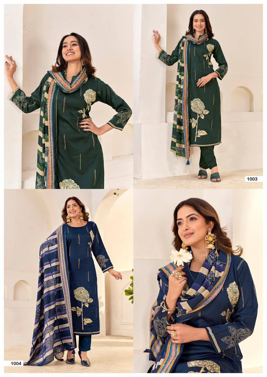 SAMRIDDHI by MUMTAZ ARTS 1001 to 1004 series VISCOSE JAM dresses at Wholesale Price